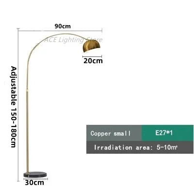 Metal arc LED floor lamp electroplated finish
