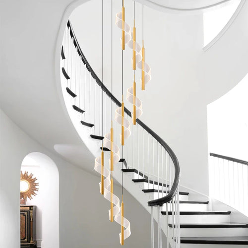 Modern acrylic LED chandelier for spiral staircases - vue 6 sur 17
