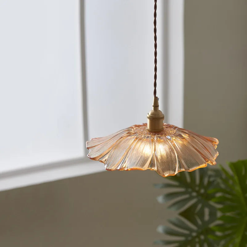Vintage flower glass pendant light - vue 5 sur 10