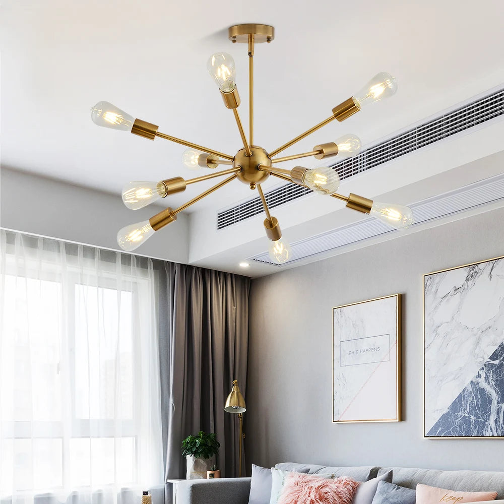 Modern industrial brass chandelier for designer lighting