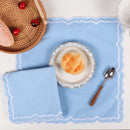 Embroidered cotton napkin with lotus edge, country style