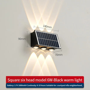 Modern solar LED wall light for decorative outdoor use