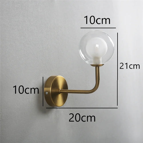 Nordic retro wall lamp with curved metal and glass globe - vue 8 sur 13