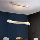 Modern steel chandelier with crystals and suspended LED lights