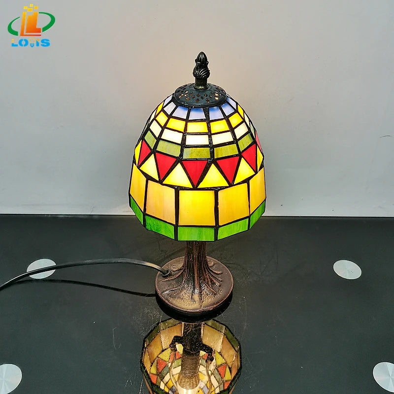 Tiffany-style stained glass bedside lamp for elegant decor