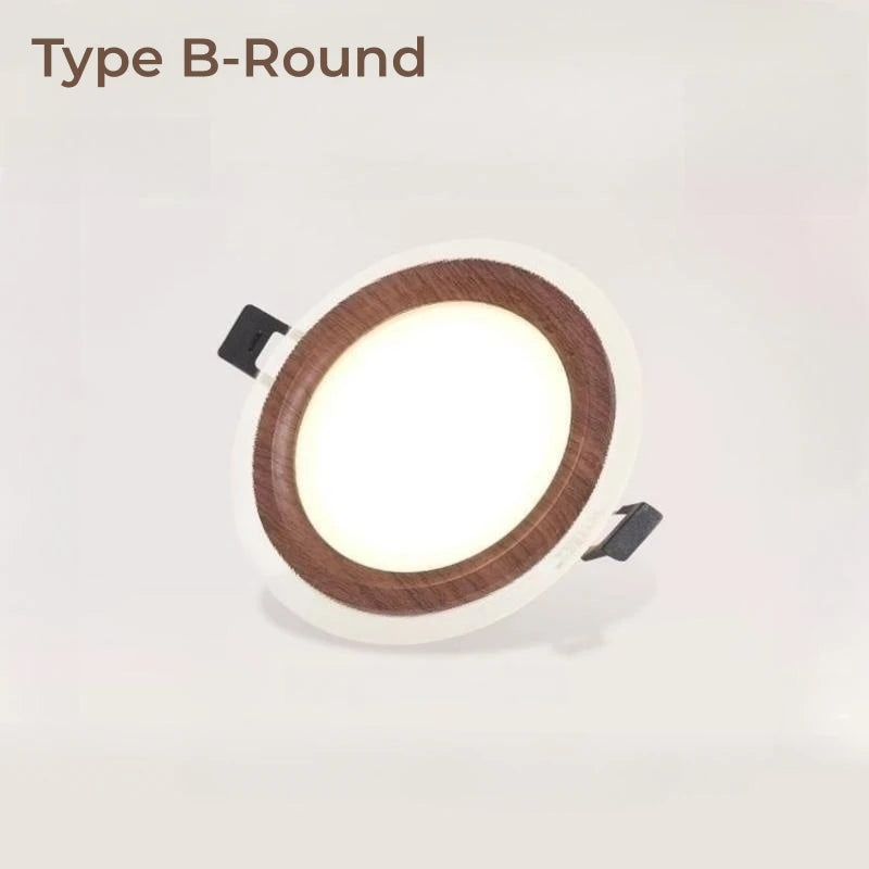 Ultra-thin recessed LED wood grain ceiling light