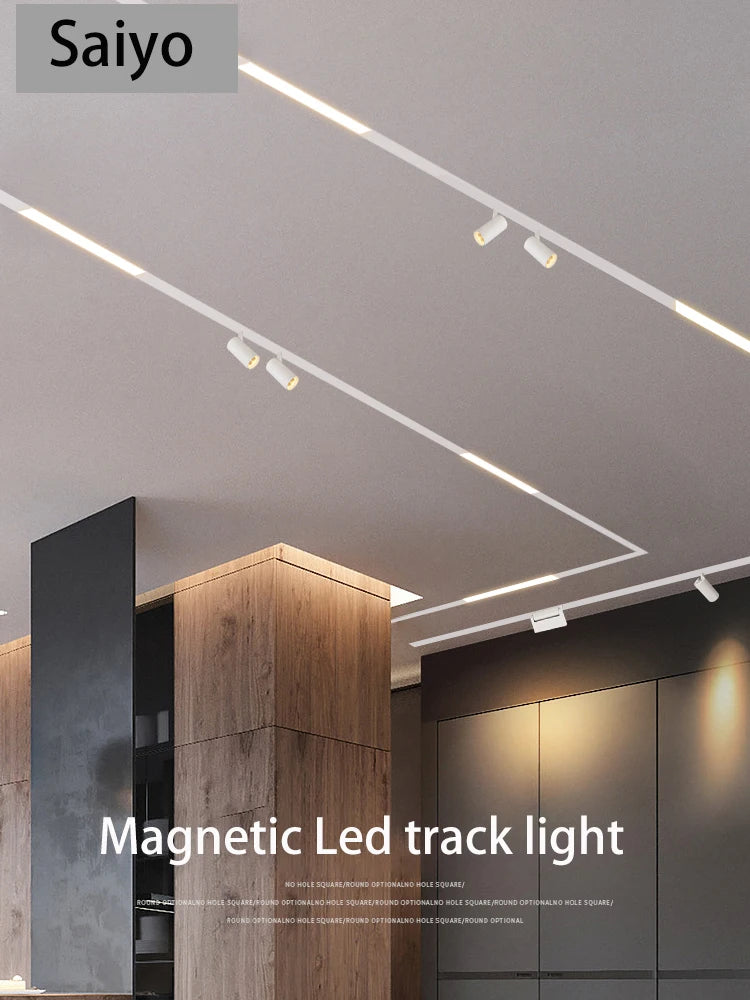 Dimmable magnetic LED track lighting rails Zigbee COB spotlights
