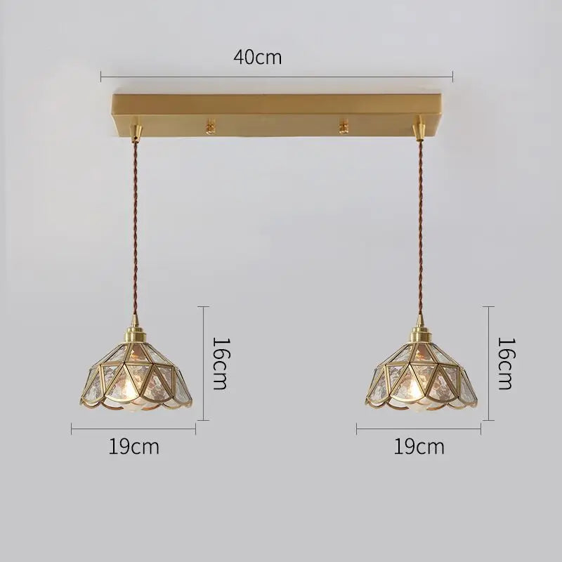 Nordic glass LED pendant light with gold body - vue 20 sur 20