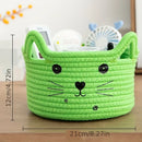 adorable cat face woven cotton storage basket