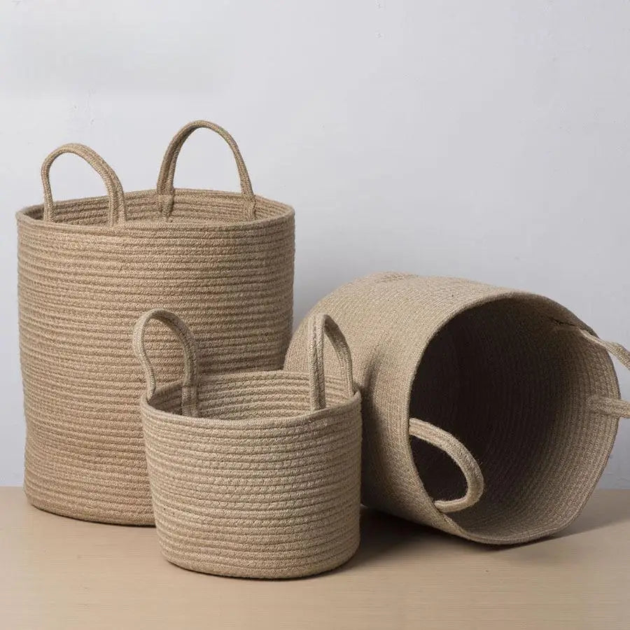 handwoven wicker basket for foldable storage and toys