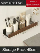 Wood and aluminium wall-mounted towel rack and shower accessories organiser