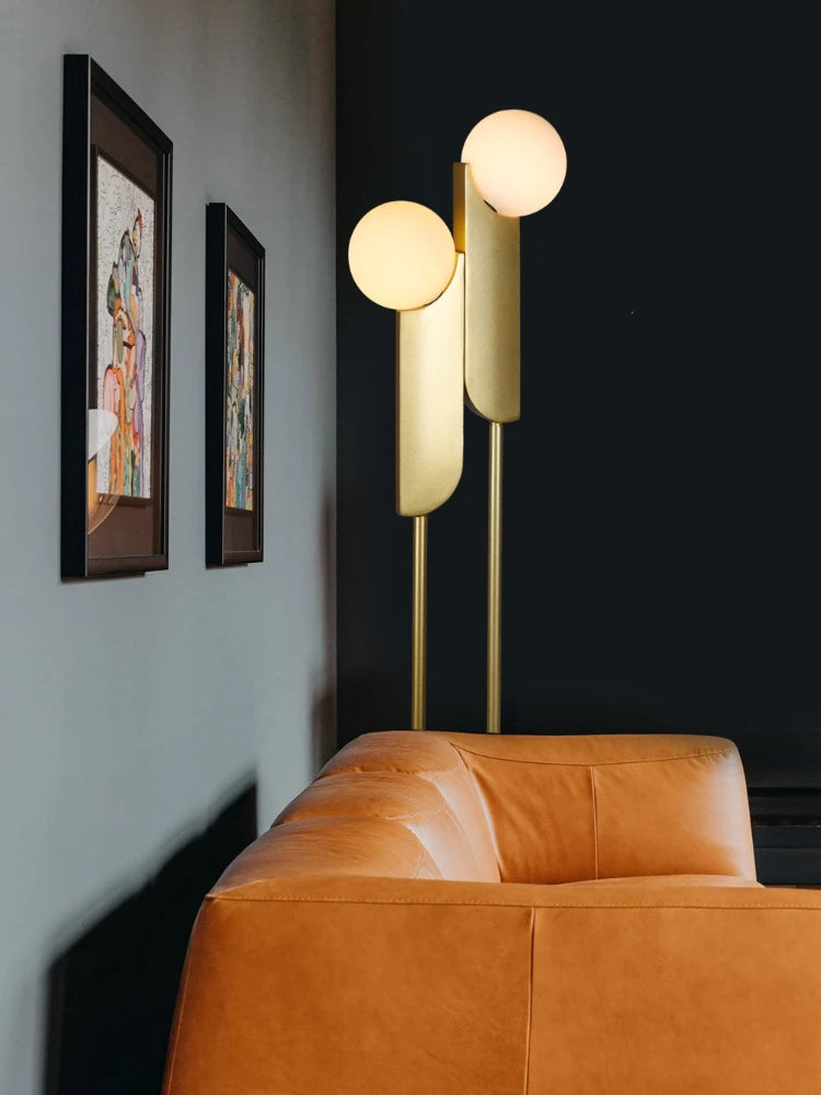 Modern double head glass globe lamp for elegant lighting - vue 4 sur 7