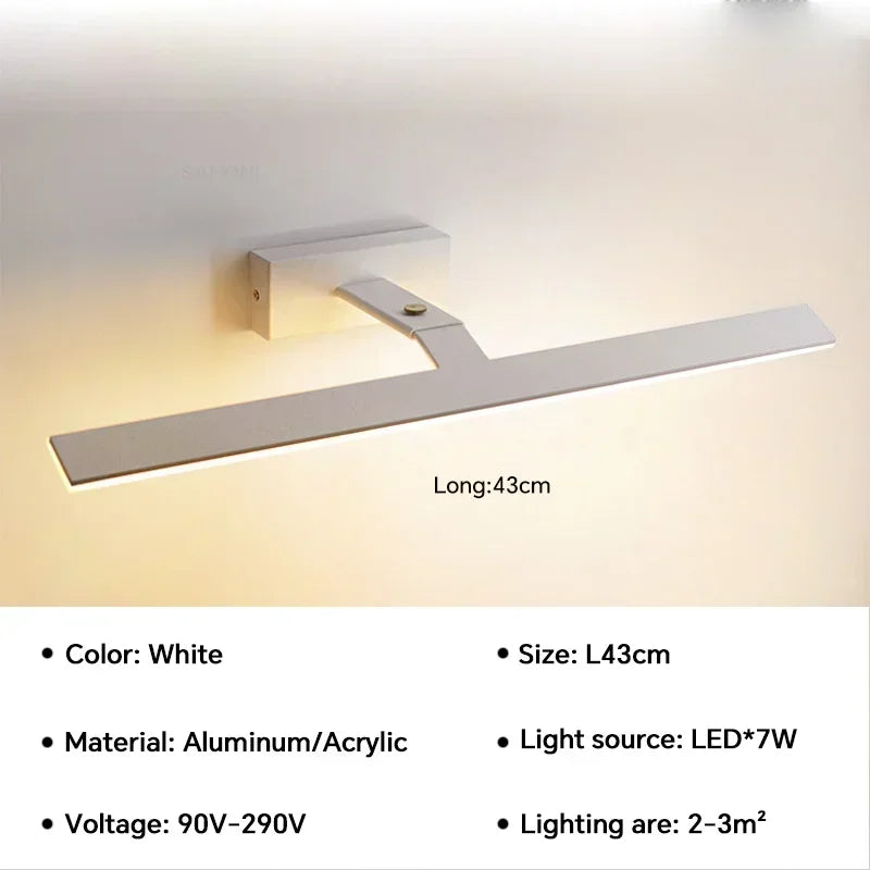 Modern waterproof LED wall light for mirror, rotatable and bright - vue 10 sur 14
