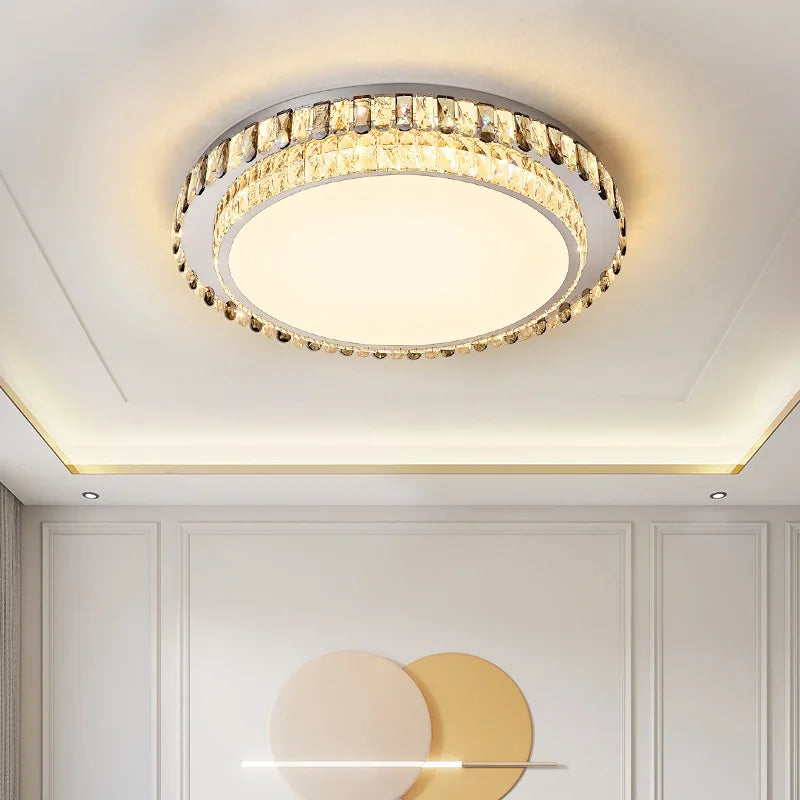 Luxury modern round crystal LED ceiling light