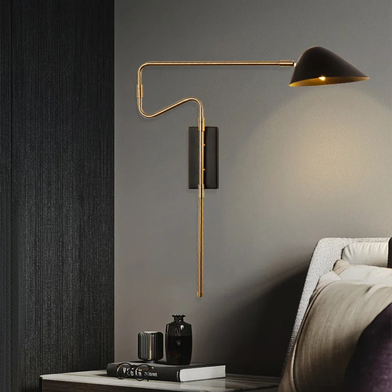 Nordic swing arm wall lamp with creative LED light