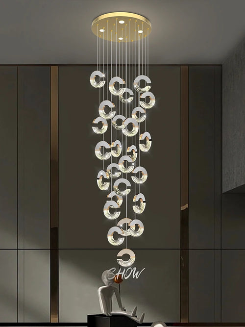 Modern crystal loft chandelier for minimalist lighting - vue 3 sur 14