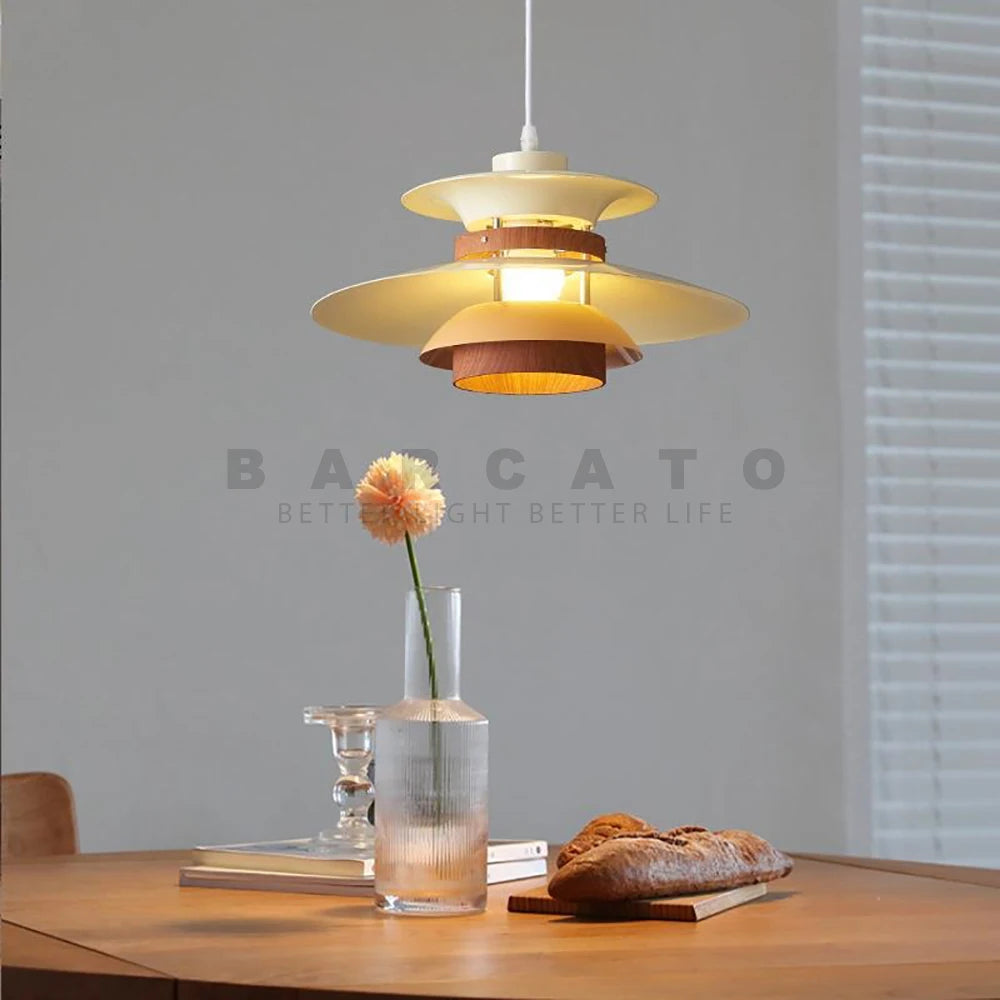 Danish design retro walnut LED pendant light
