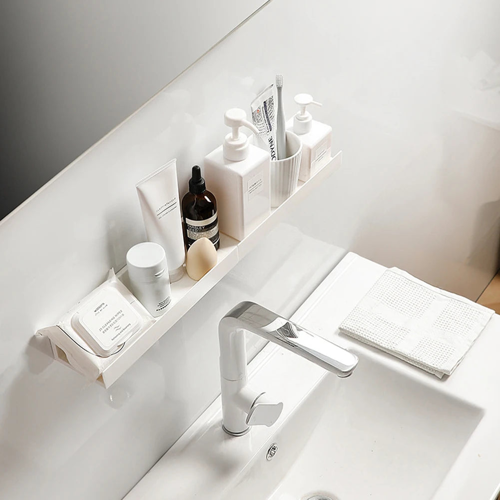 no-drill wall shelf for shower storage - vue 5 sur 7