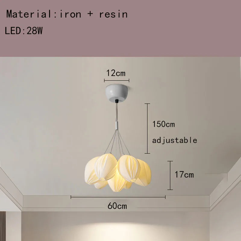 Resin chandelier with romantic metal lampshade - vue 10 sur 14