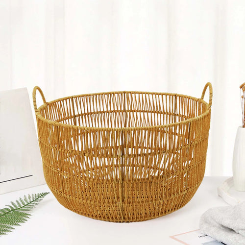 woven imitation rattan basket for toys and laundry - vue 5 sur 10