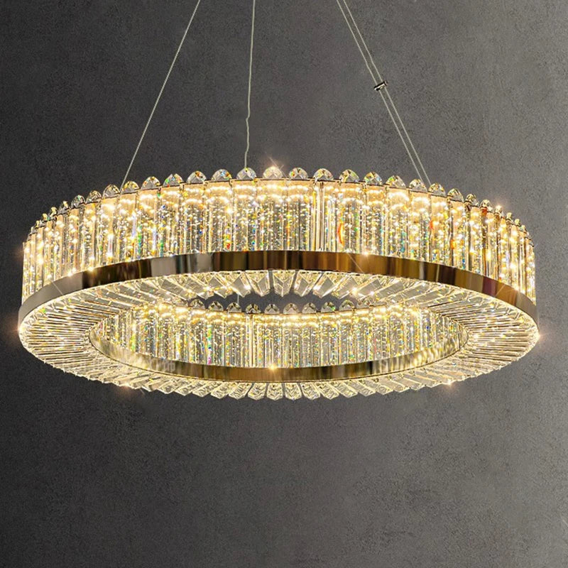 Modern crystal chandelier with luxurious hanging LED lamps