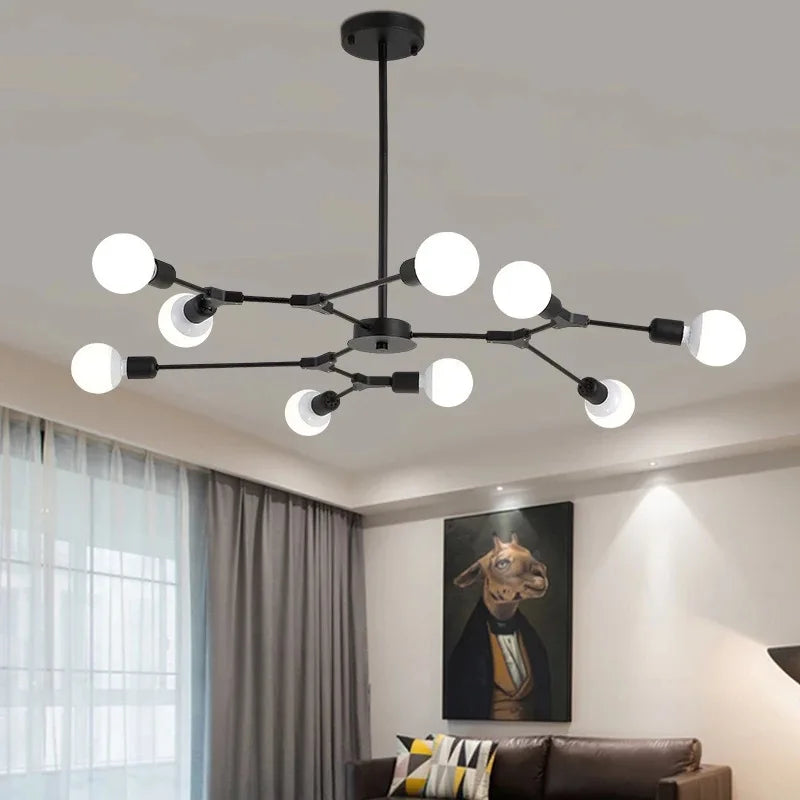 Modern Sputnik satellite chandelier with 3, 6 or 9 arms - vue 4 sur 12