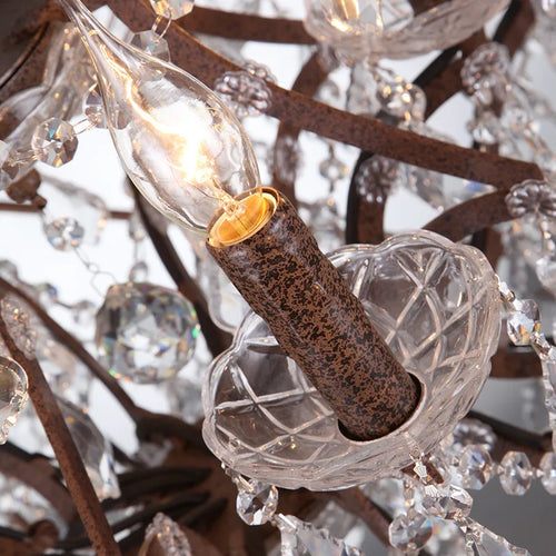 Vintage crystal chandelier birdcage style with retro LED lighting - vue 4 sur 8