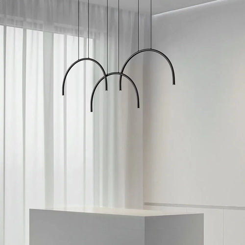 Modern gold brass pendant light 2/4/6 LED adjustable height - vue 6 sur 7