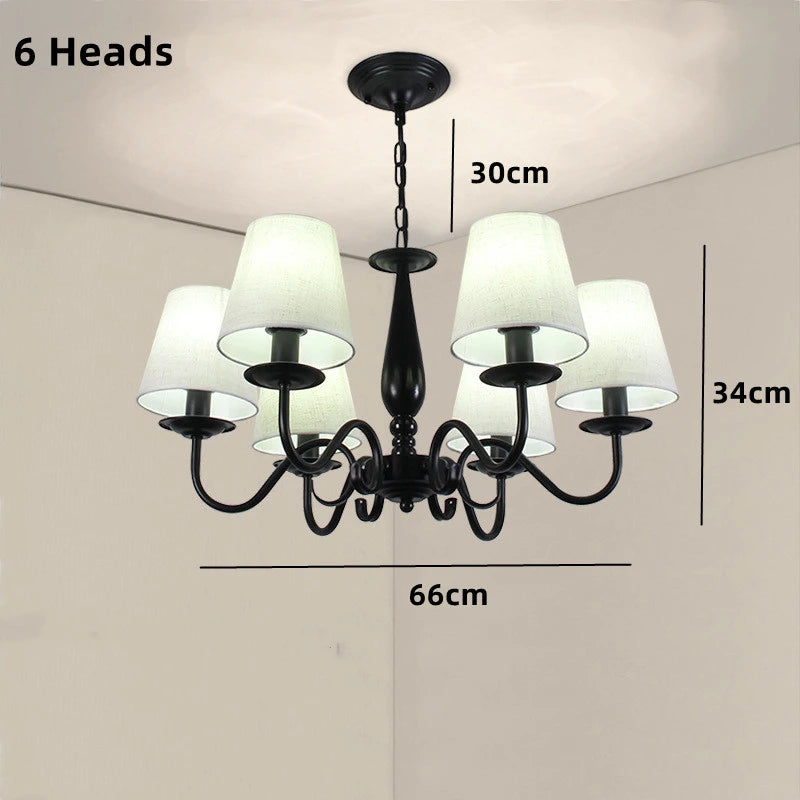 Black iron chandelier with shade for an elegant interior