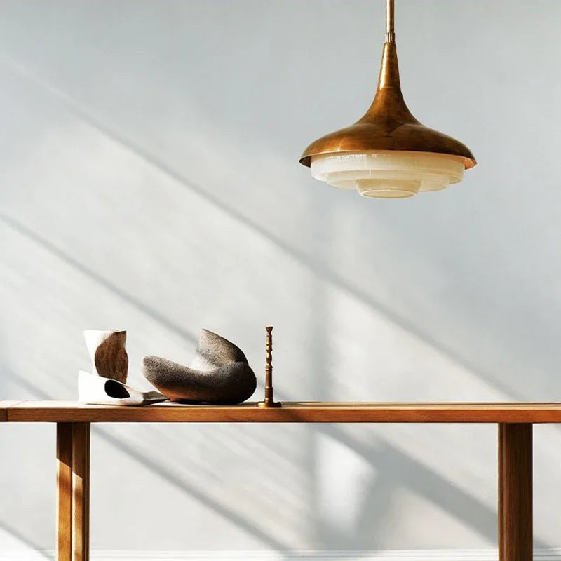 Retro glass and metal LED ceiling light for decorative interiors