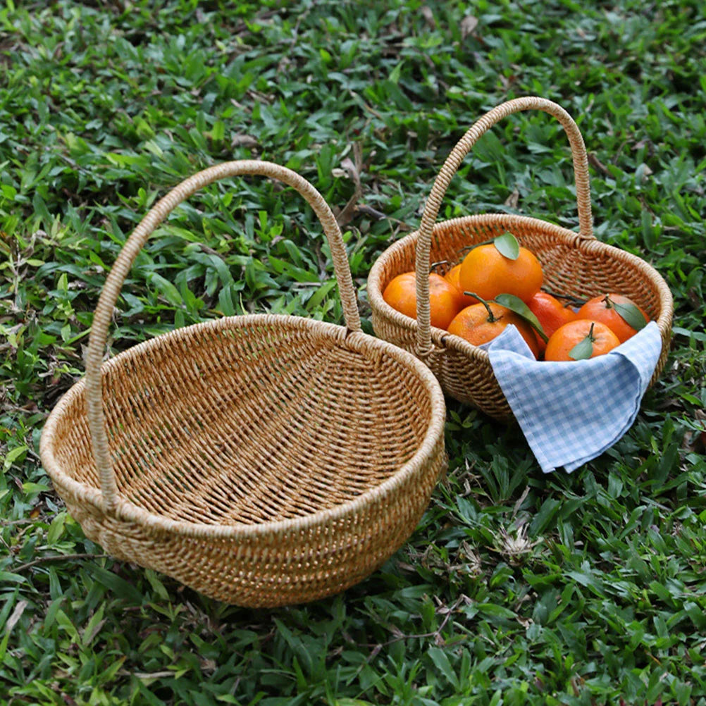 woven wicker basket for bread and food while traveling