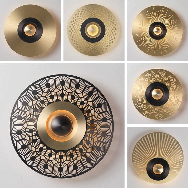 Carved copper wall light with LED sisle lighting