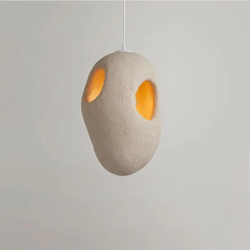 Wabi sabi Japanese style pendant light in handcrafted resin