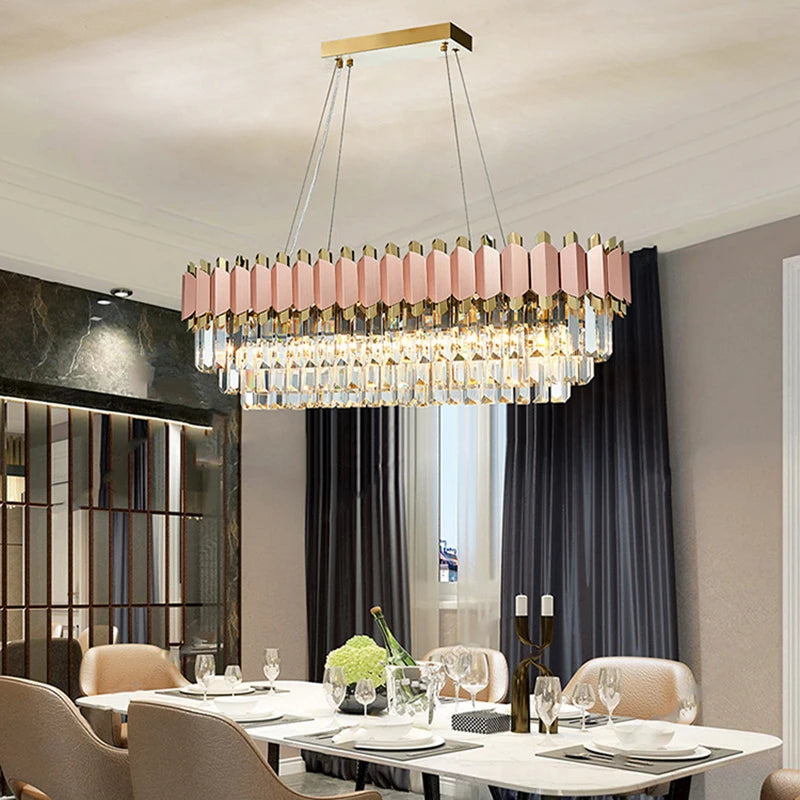 Modern crystal LED pendant ceiling light ideal for dining table