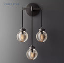Pearl triple retro modern LED brass and chrome crystal wall light