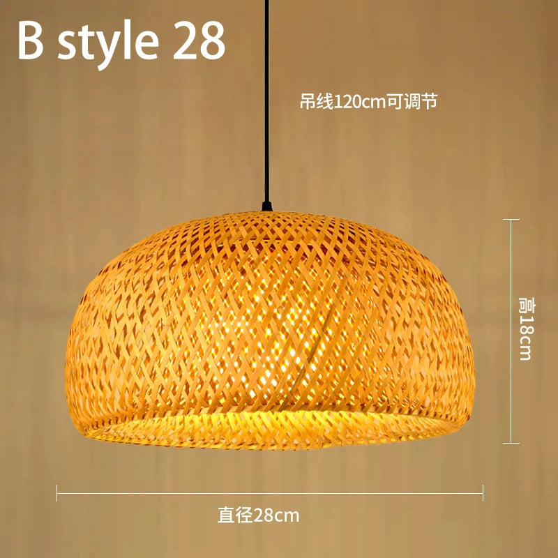 Handmade Chinese style bamboo chandelier with vintage pastoral weaving - vue 20 sur 30