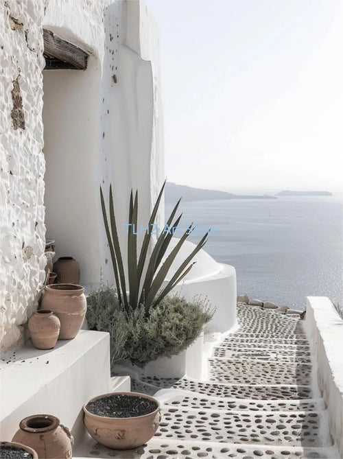 Modern landscape travel posters Greece Santorini