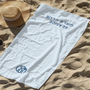 Personalised preppy striped monogram beach towel