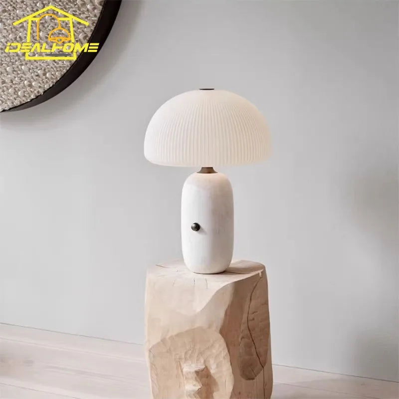 Minimalist marble desk lamp with LED lighting