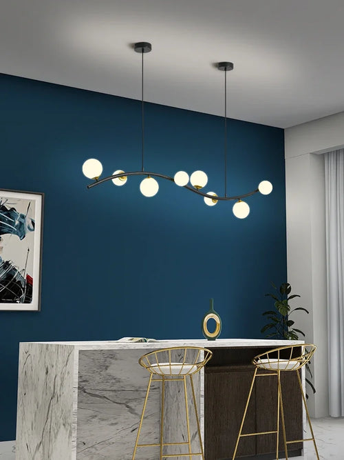 Modern nordic black glass chandelier for restaurant and bar - vue 5 sur 10
