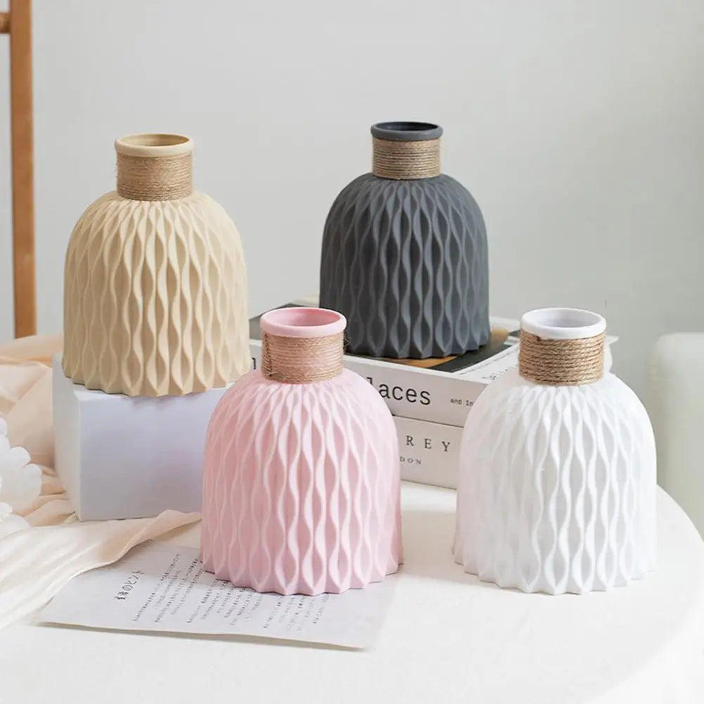 plastic vase with rope for DIY flower decoration