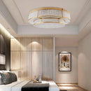 Vintage round metal ceiling light with copper glass shade