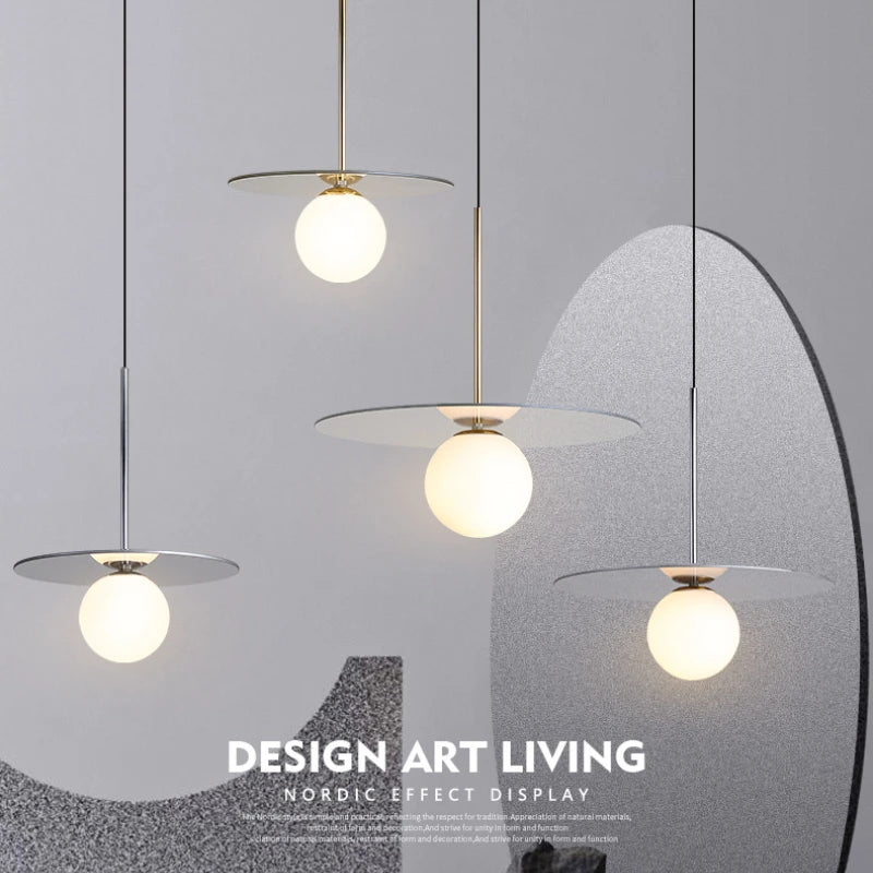 Modern LED glass pendant light for bar and restaurant, Nordic style
