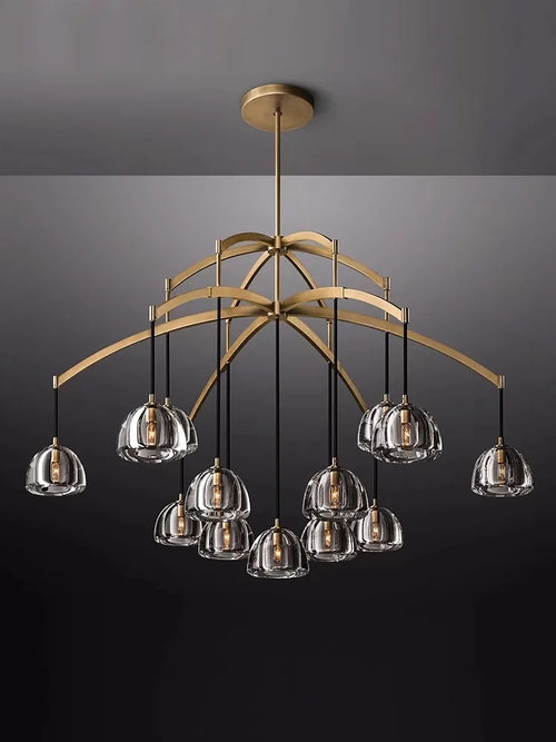 American retro brass and crystal chandelier for elegant lighting - vue 2 sur 20