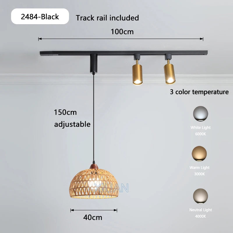 Wabi-sabi retro metal and wood pendant light for shop - vue 14 sur 17