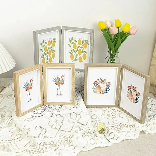 Foldable wooden photo frame for desktop album - vue 3 sur 14