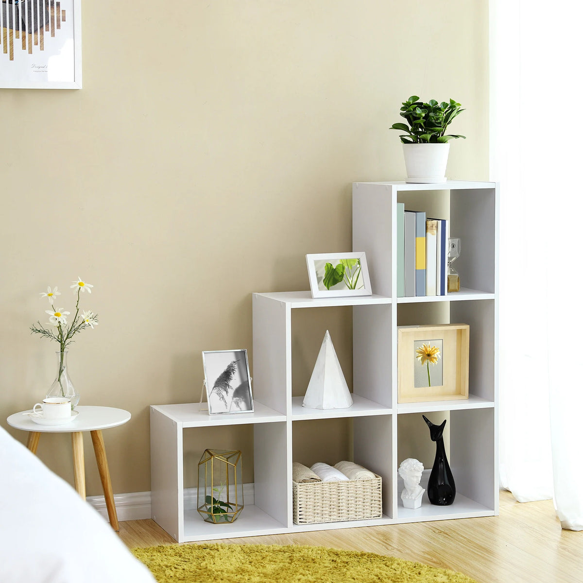 VASAGLE Stair Shelf, Bookcase, Step Shelf, Standing Shelf, with 6 Cubes, Ladder Shelf, Room Divider, Cube Shelf - vue 5 sur 8