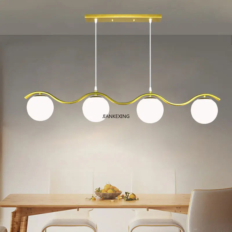 Modern chandelier with glass lampshade for home decor
