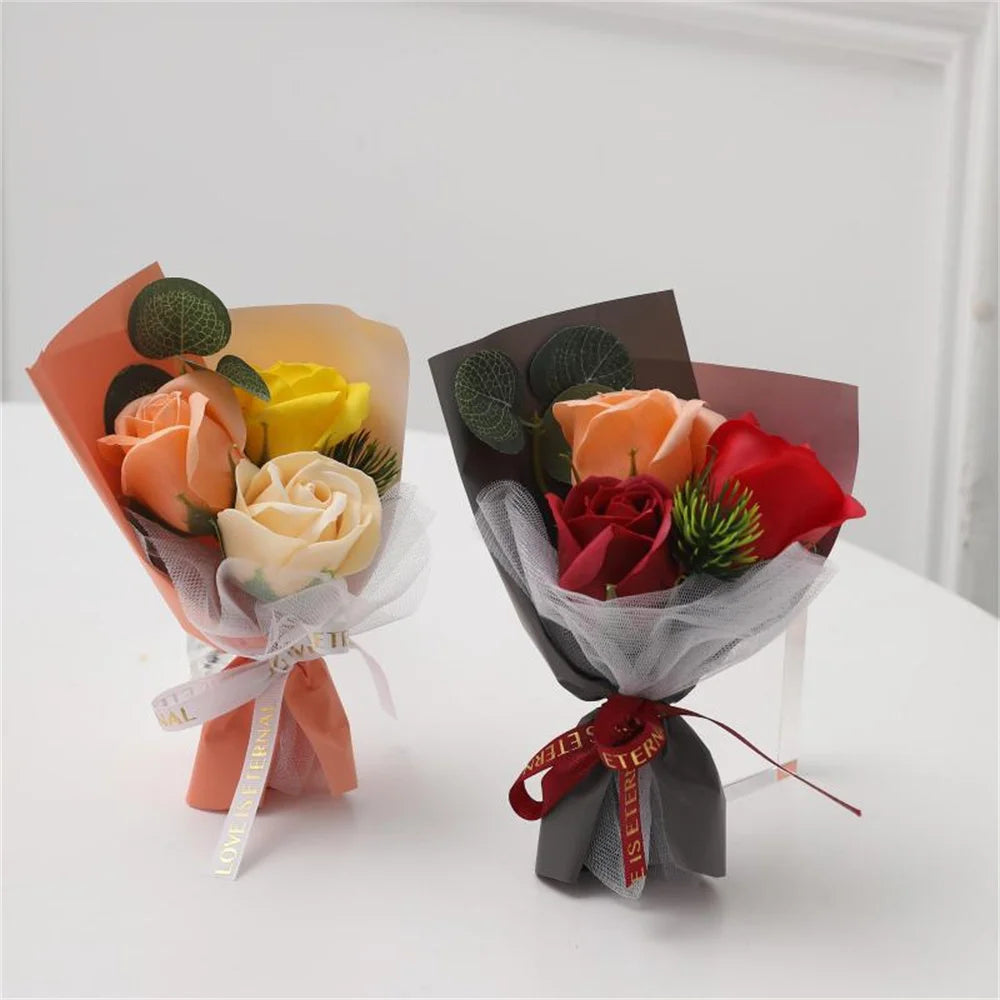 Small decorative artificial rose bouquet for valentine's day