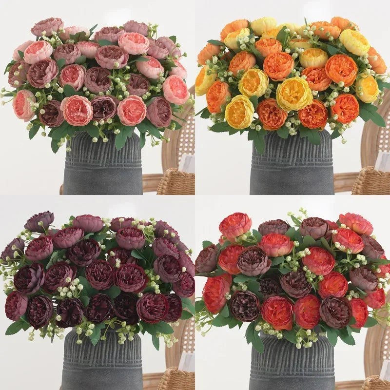 Artificial silk peony flowers for weddings and floral decoration - vue 3 sur 12